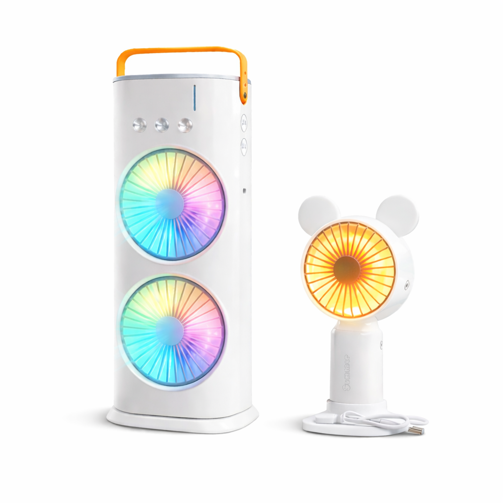 Dual-Head Portable Air Cooler – Rechargeable